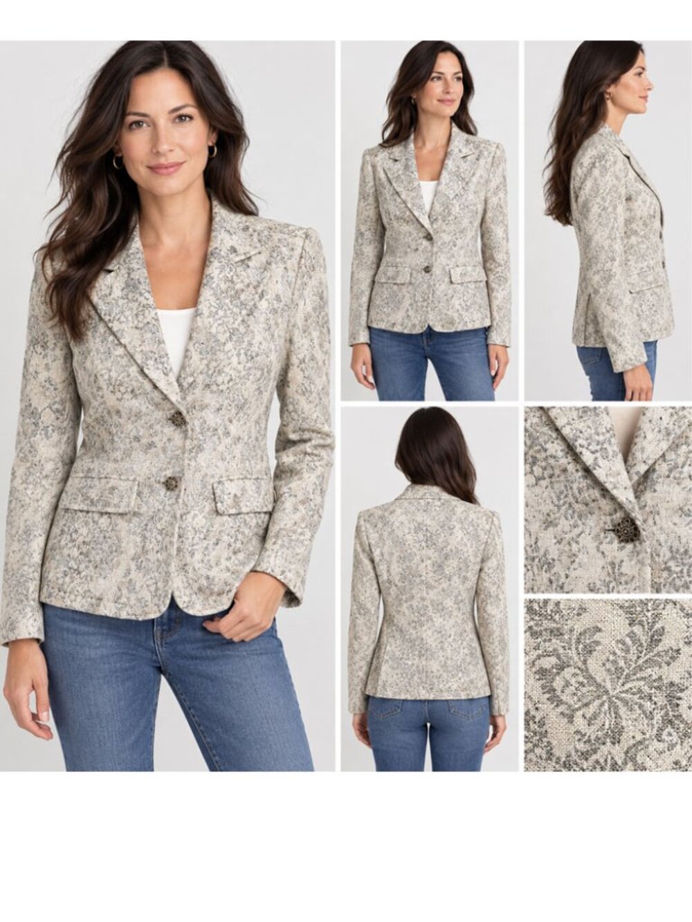 Vintage FLASHBACK Tapestry Blazer Jacket Floral Jacquard Tailored Boho 90s